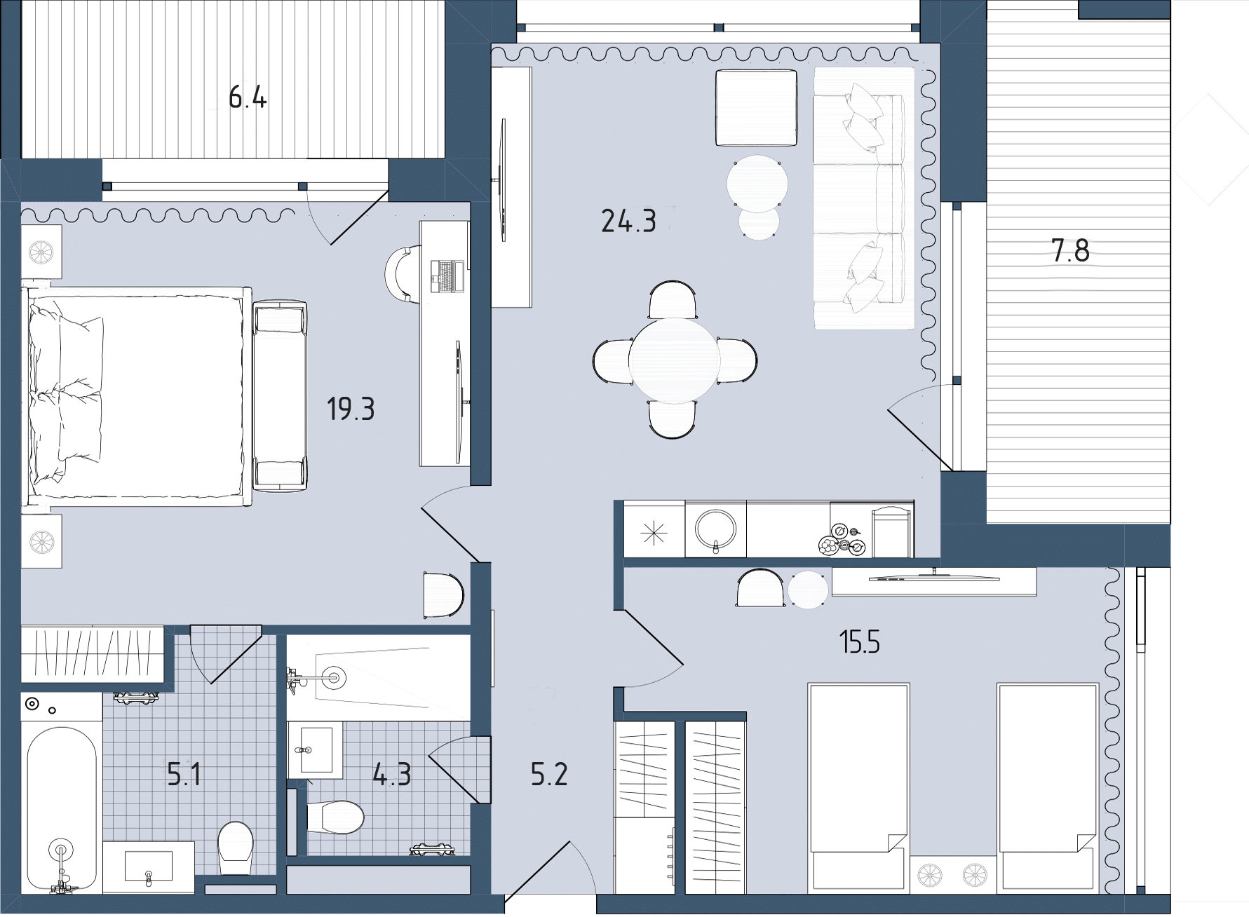 Официальная планировка Family 87,9 м²
